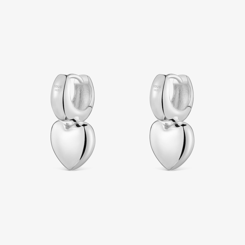 Boucles d&rsquo;oreilles anneaux en argent motif c&oelig;ur TOUS Flechazo