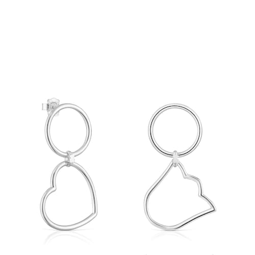Aretes cortos de plata y motivos Straight