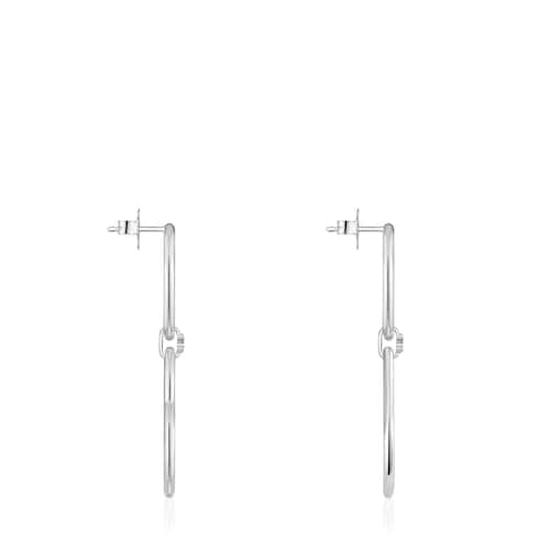 Aretes cortos de plata y motivos Straight