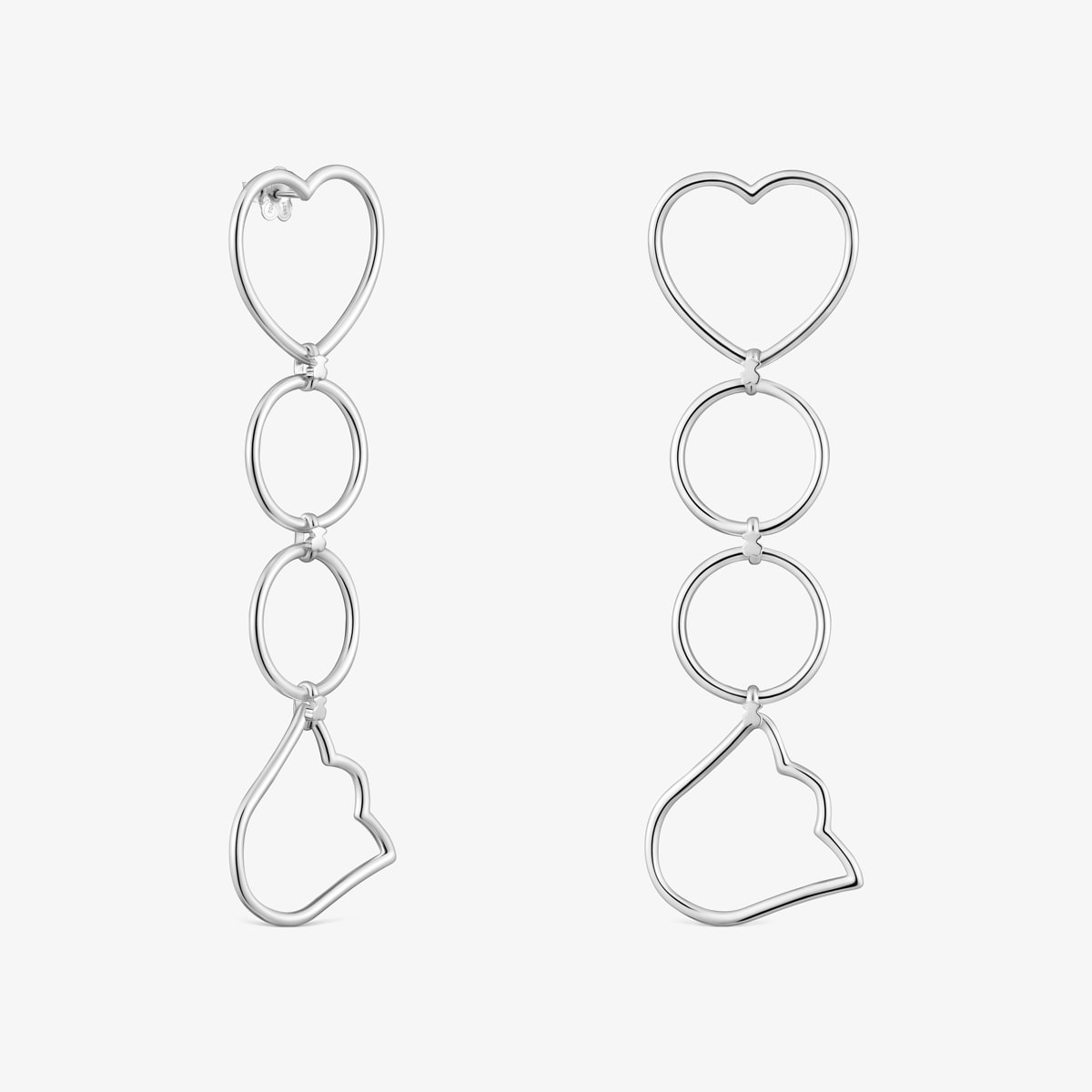 Tous - Pendientes Largos De Plata Y Motivos Straight - Plateado