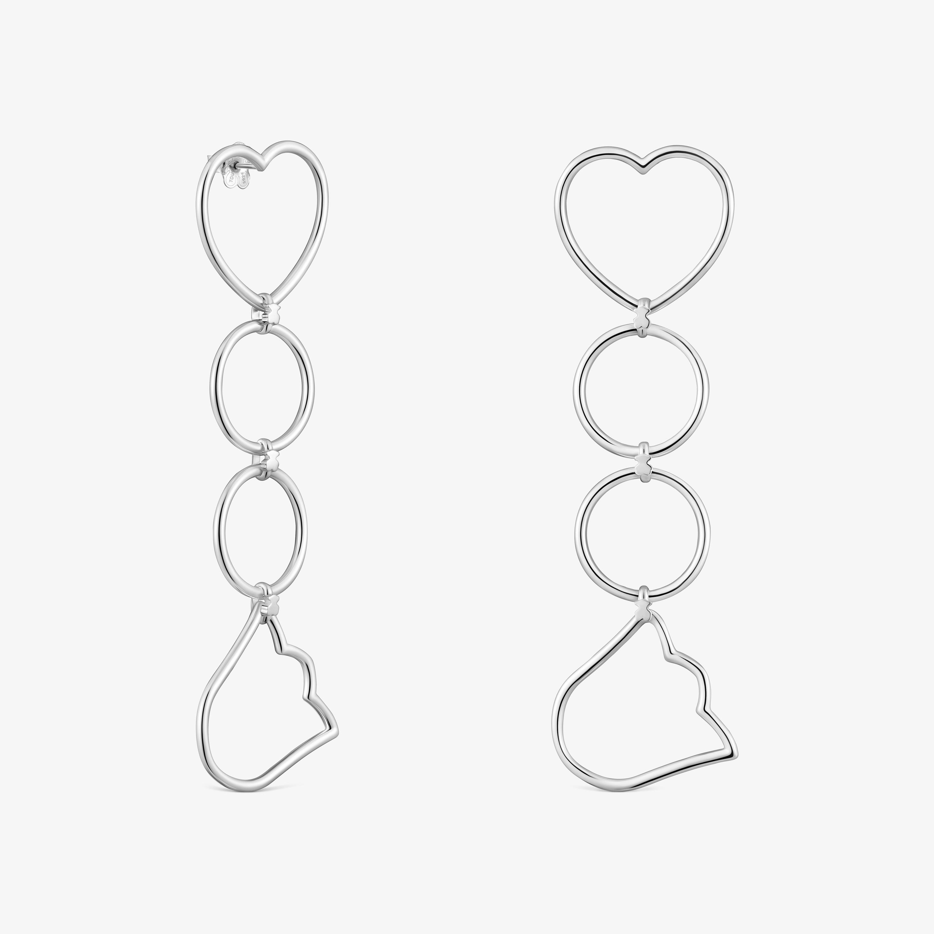 Long silver Earrings with motifs TOUS Straight