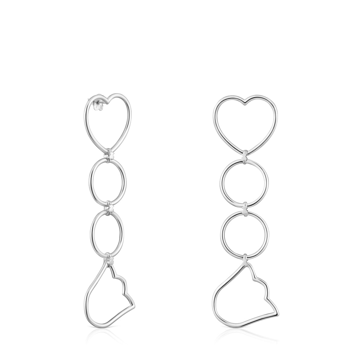 Tous - Pendientes Largos De Plata Y Motivos Straight - Plateado