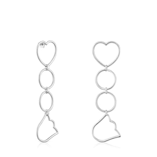 Aretes largos de plata y motivos Straight