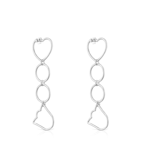 Aretes largos de plata y motivos Straight