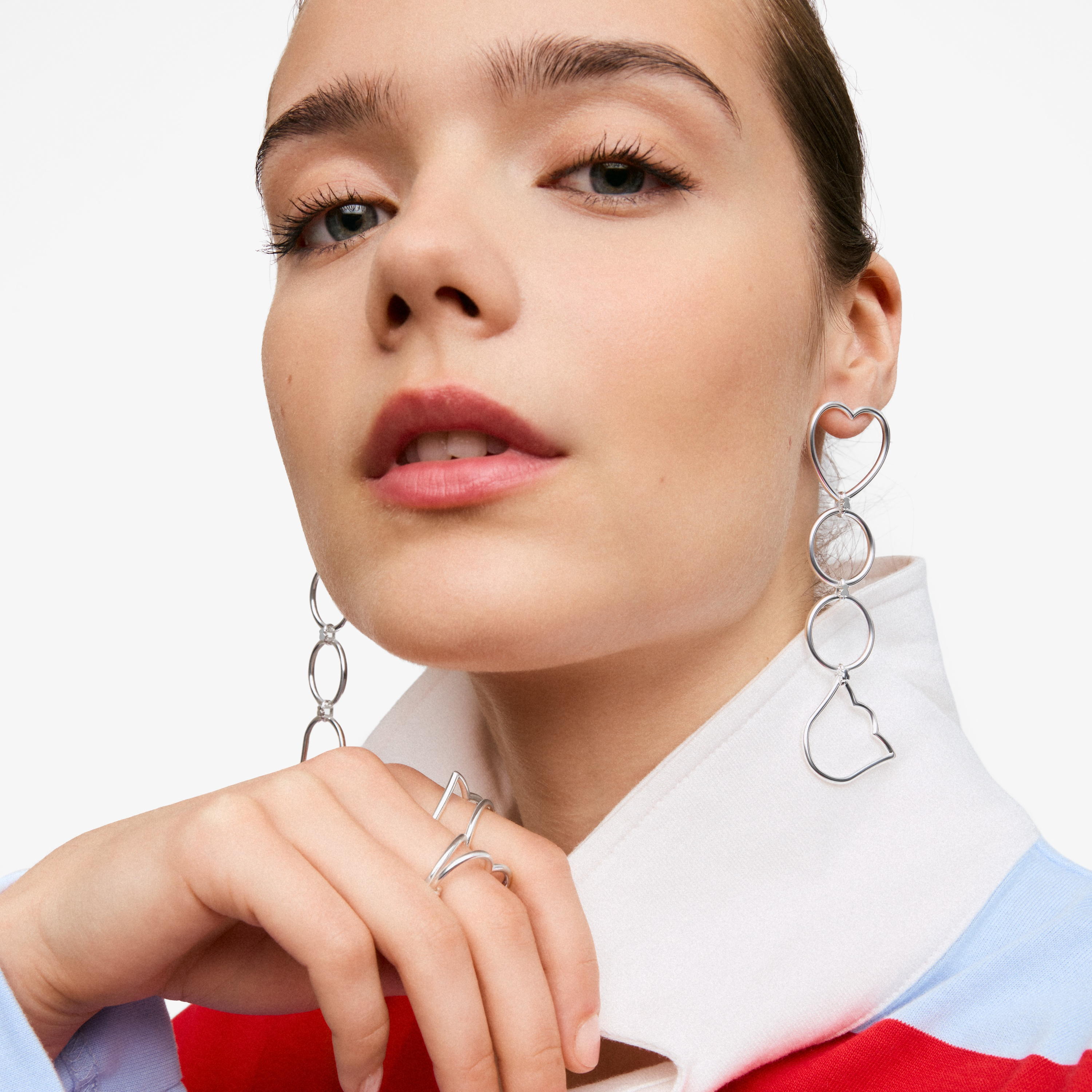 Long silver Earrings with motifs TOUS Straight