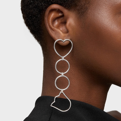 Aretes largos de plata y motivos Straight