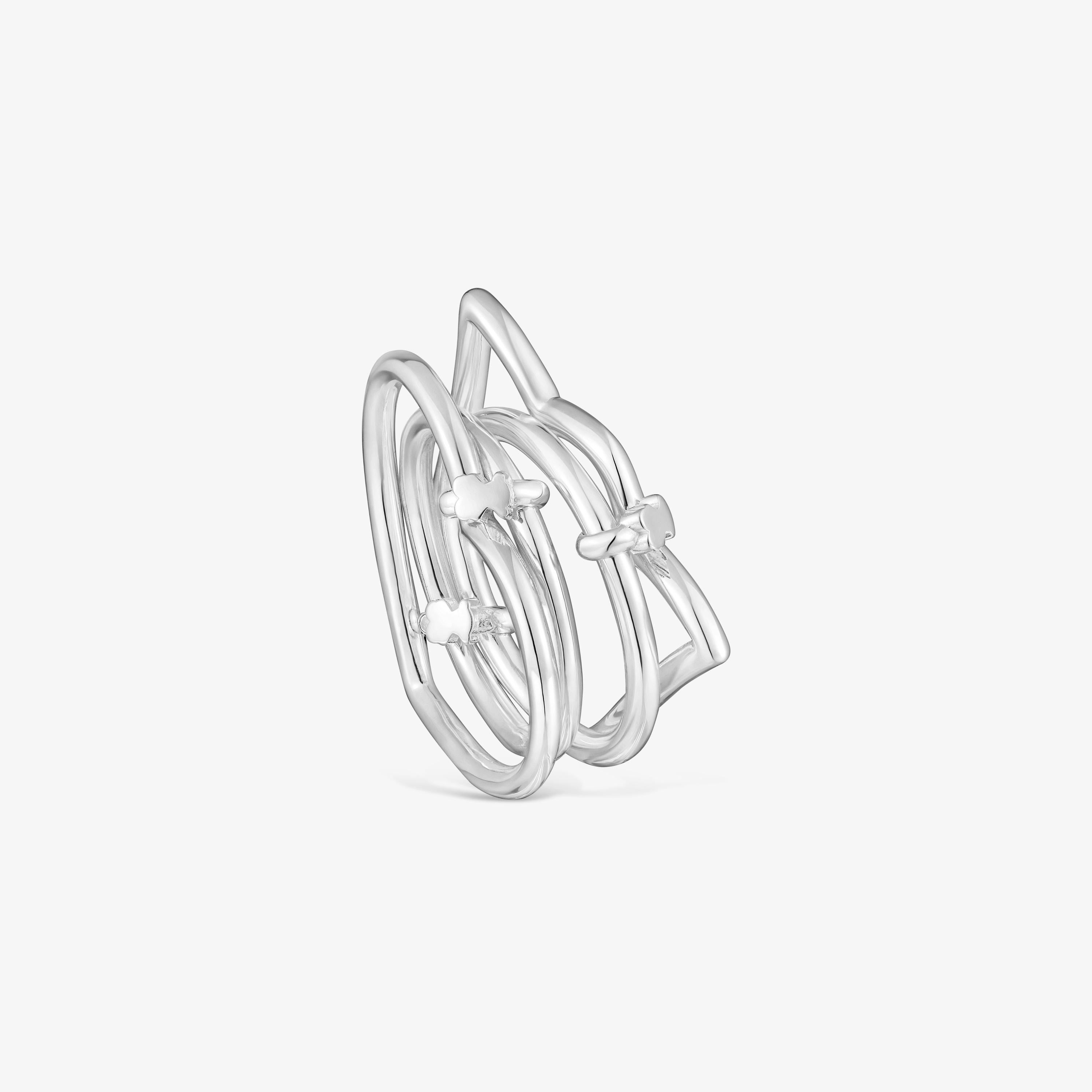 Silver Quadruple ring TOUS Straight