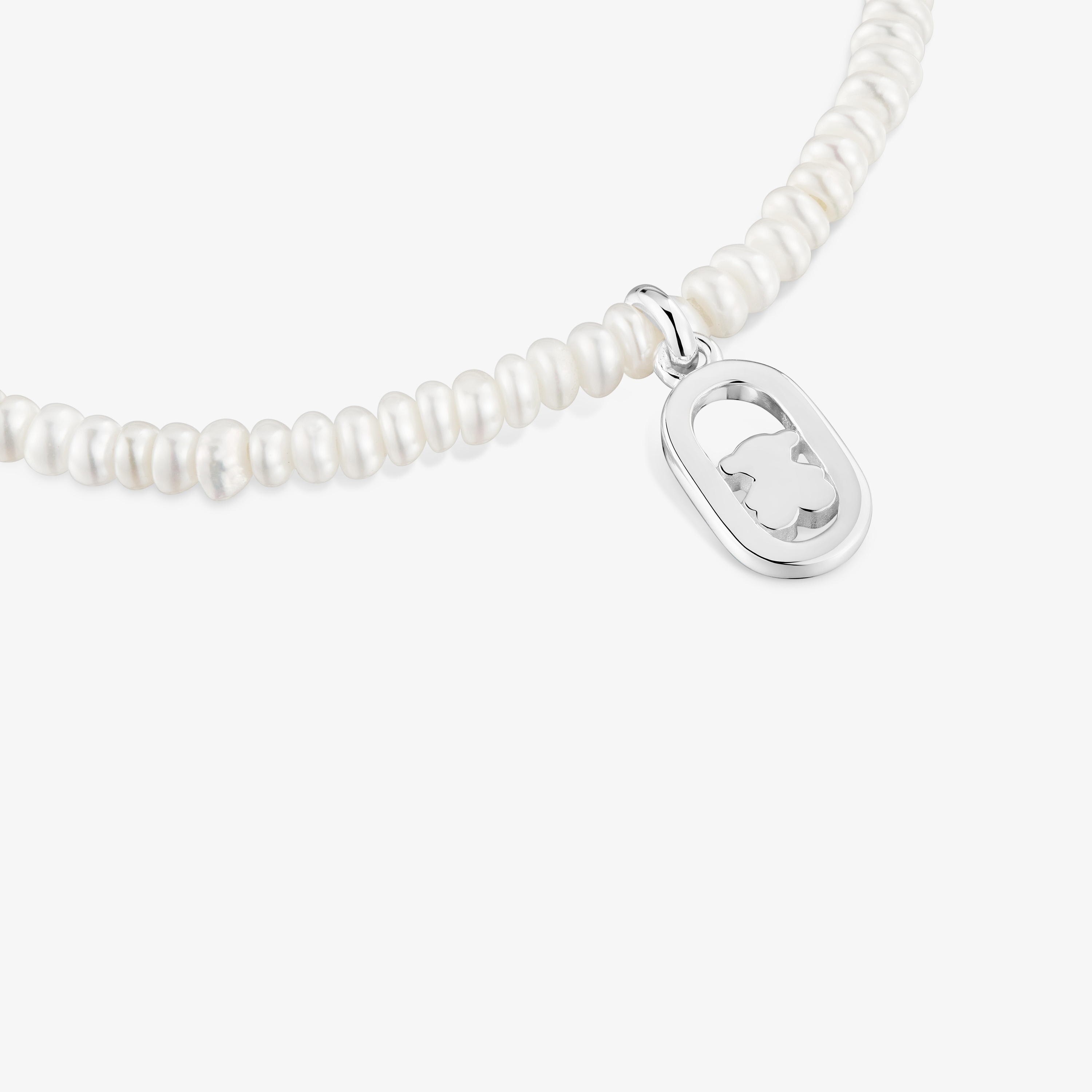 Silver and cultured pearl Elastic bracelet TOUS Camille