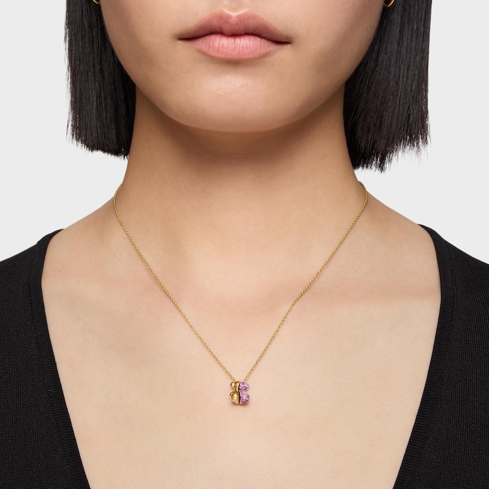 Collana con orsetto in oro, oro bianco 14&nbsp;kt e zaffiri rosa TOUS My Other Half