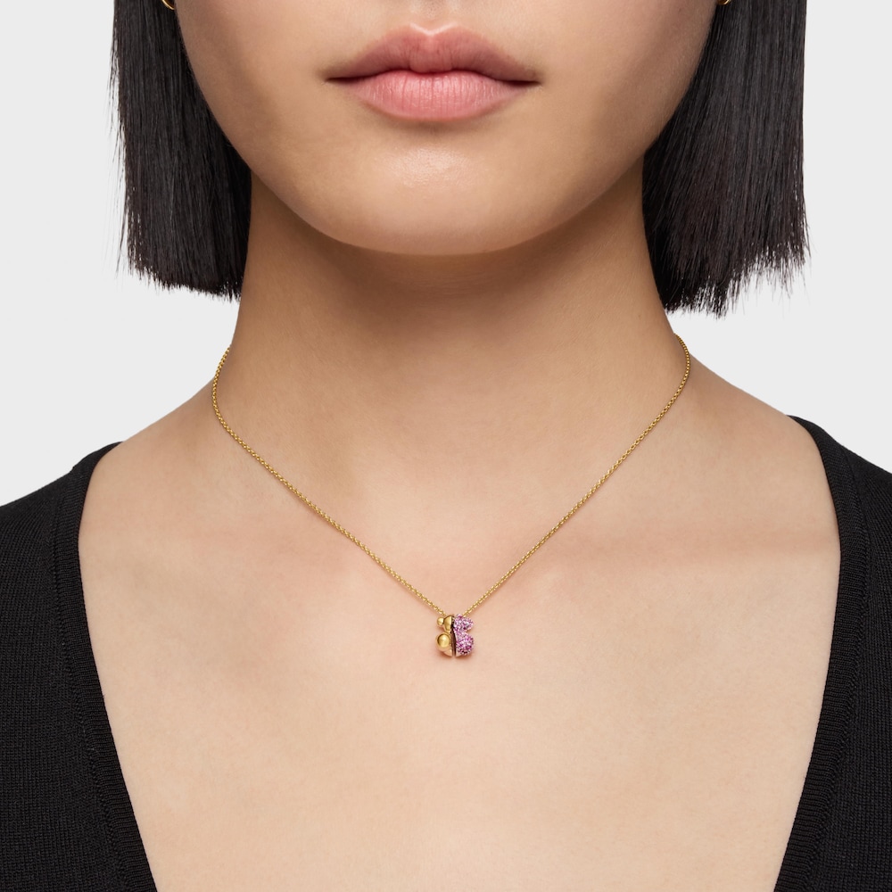 Collana con orsetto in oro, oro bianco 14&nbsp;kt e zaffiri rosa TOUS My Other Half