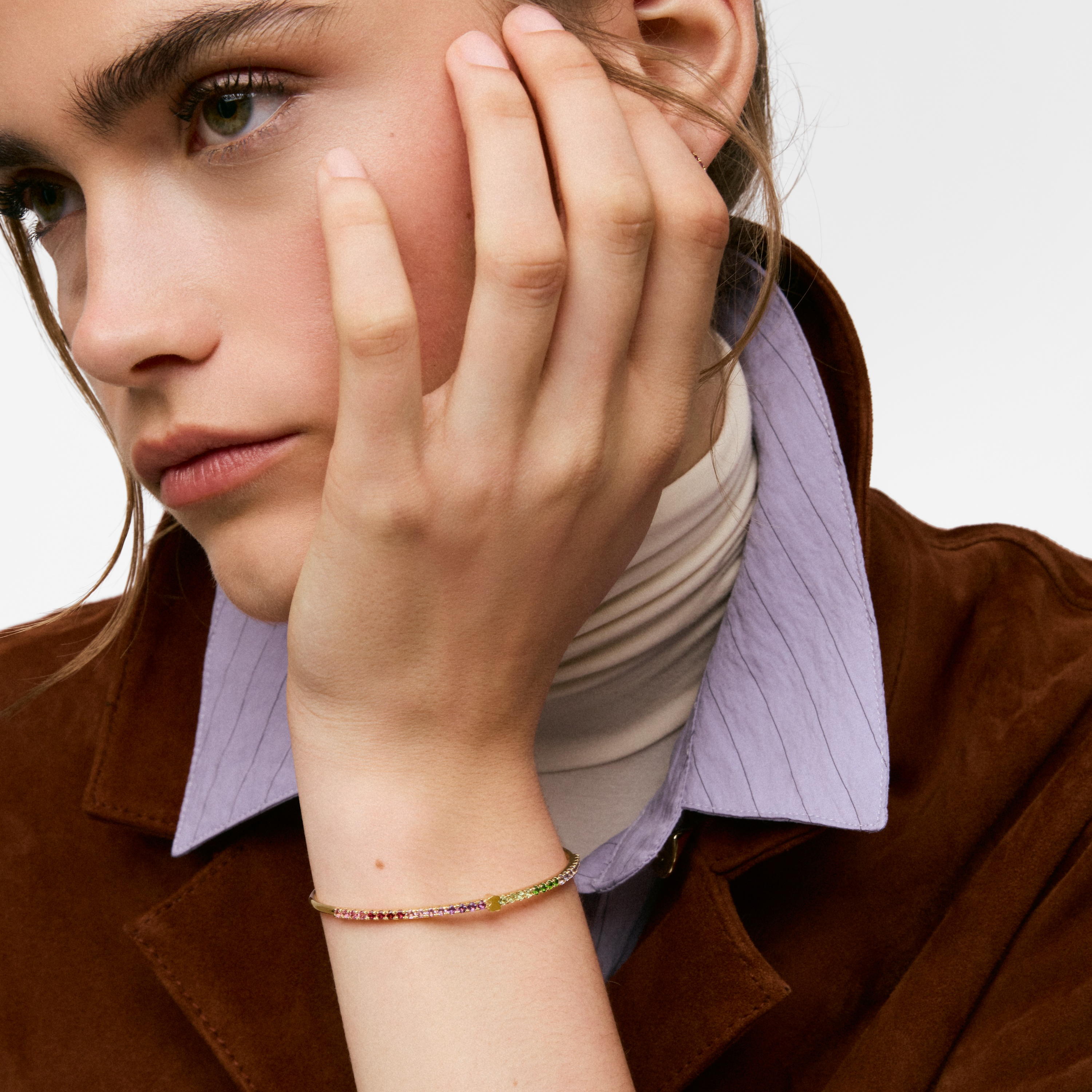 18K gold vermeil Bangle with gemstones TOUS Straight