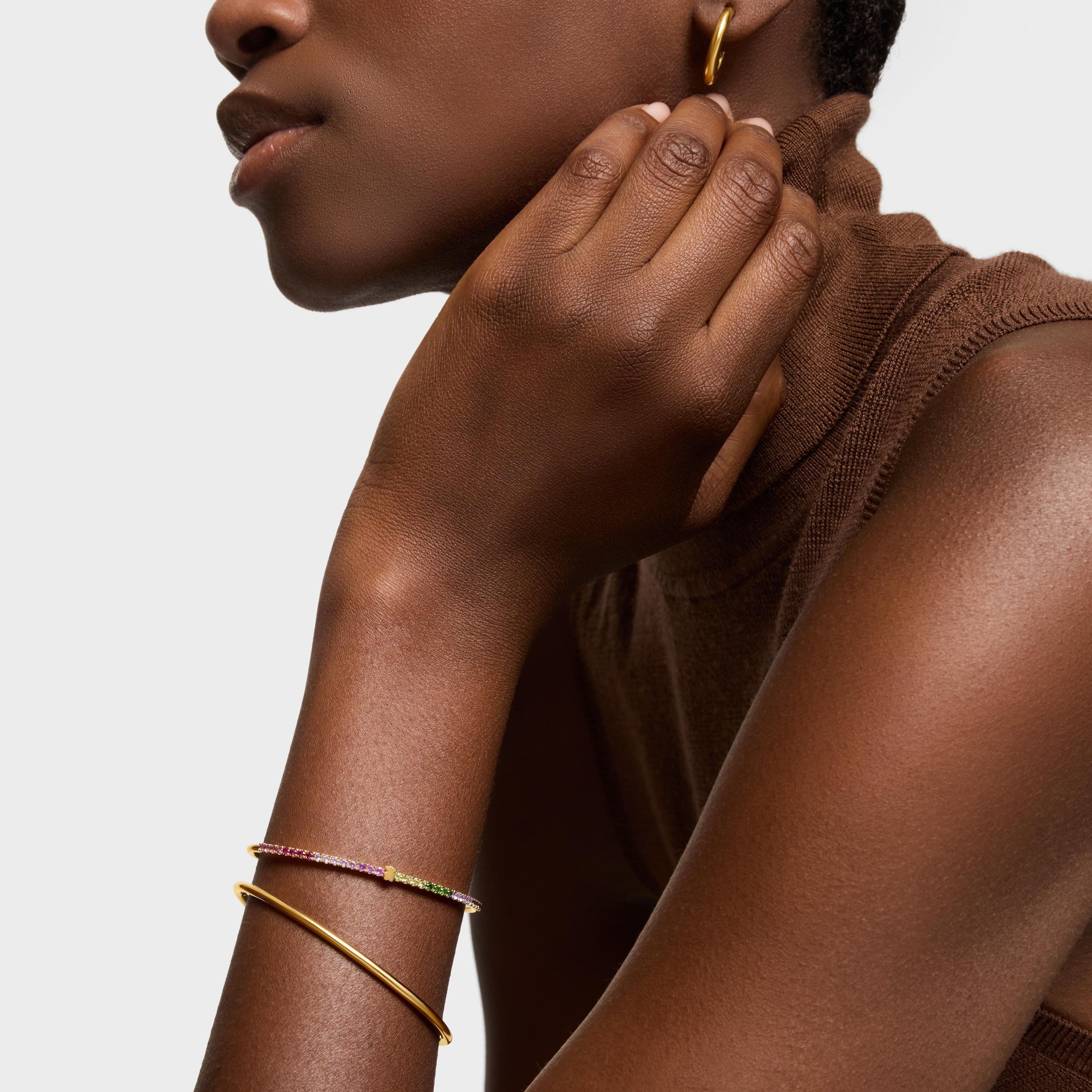 18K gold vermeil Bangle with gemstones TOUS Straight