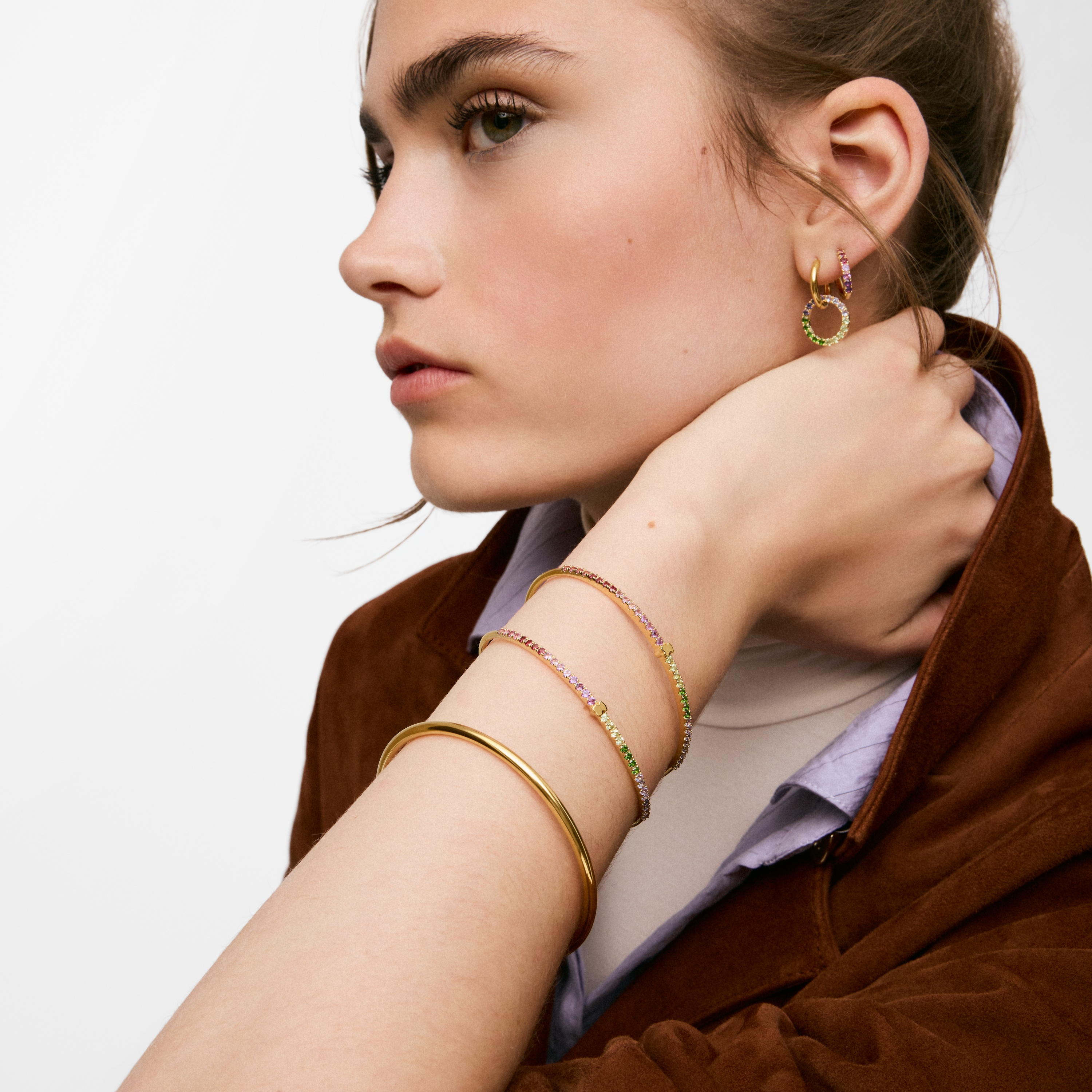 18K gold vermeil Bangle with gemstones TOUS Straight