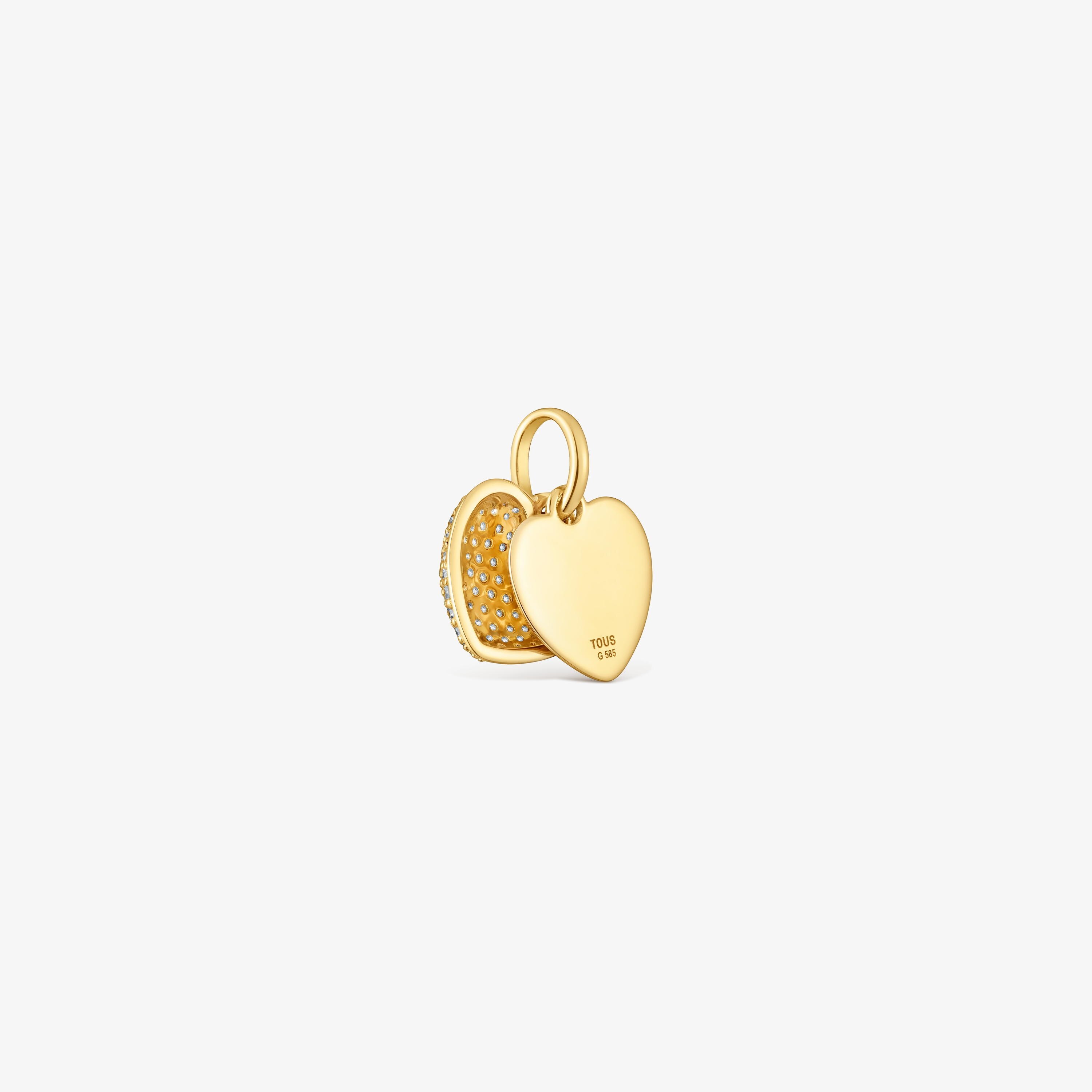 14K solid gold double-heart Pendant with diamonds TOUS Flechazo