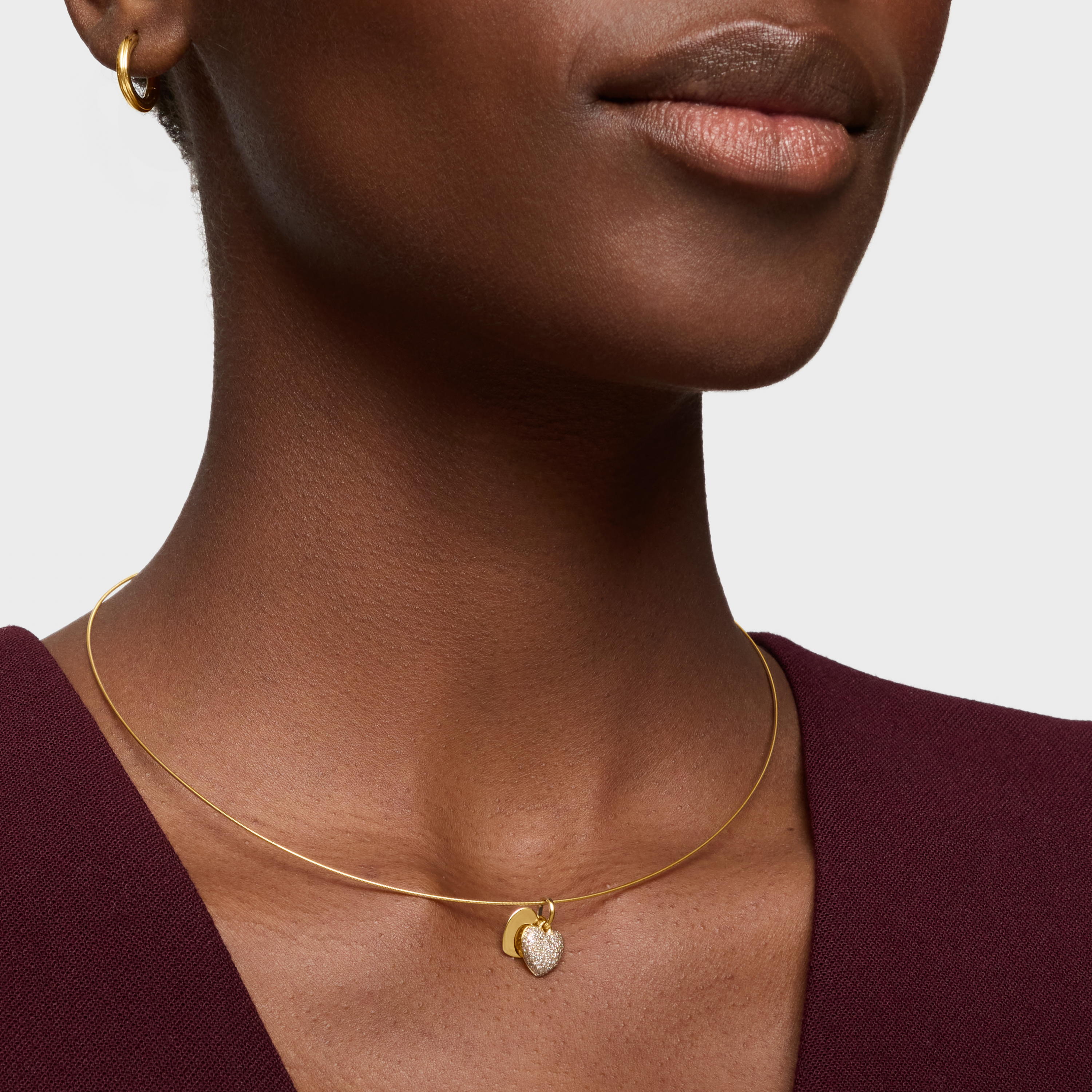 14K solid gold double-heart Pendant with diamonds TOUS Flechazo