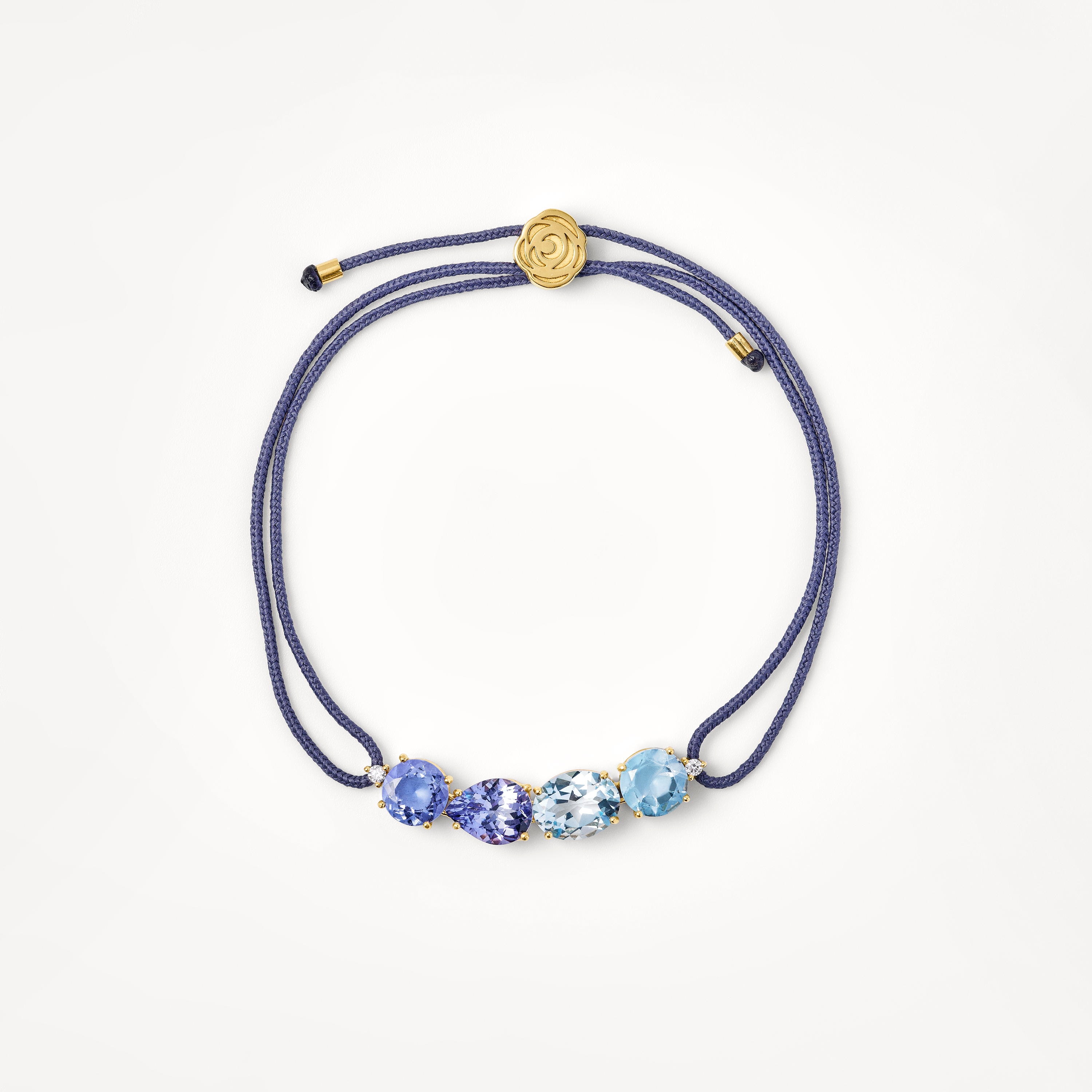 Gold Bracelet with diamonds, gemstones and blue cord TOUS ATELIER