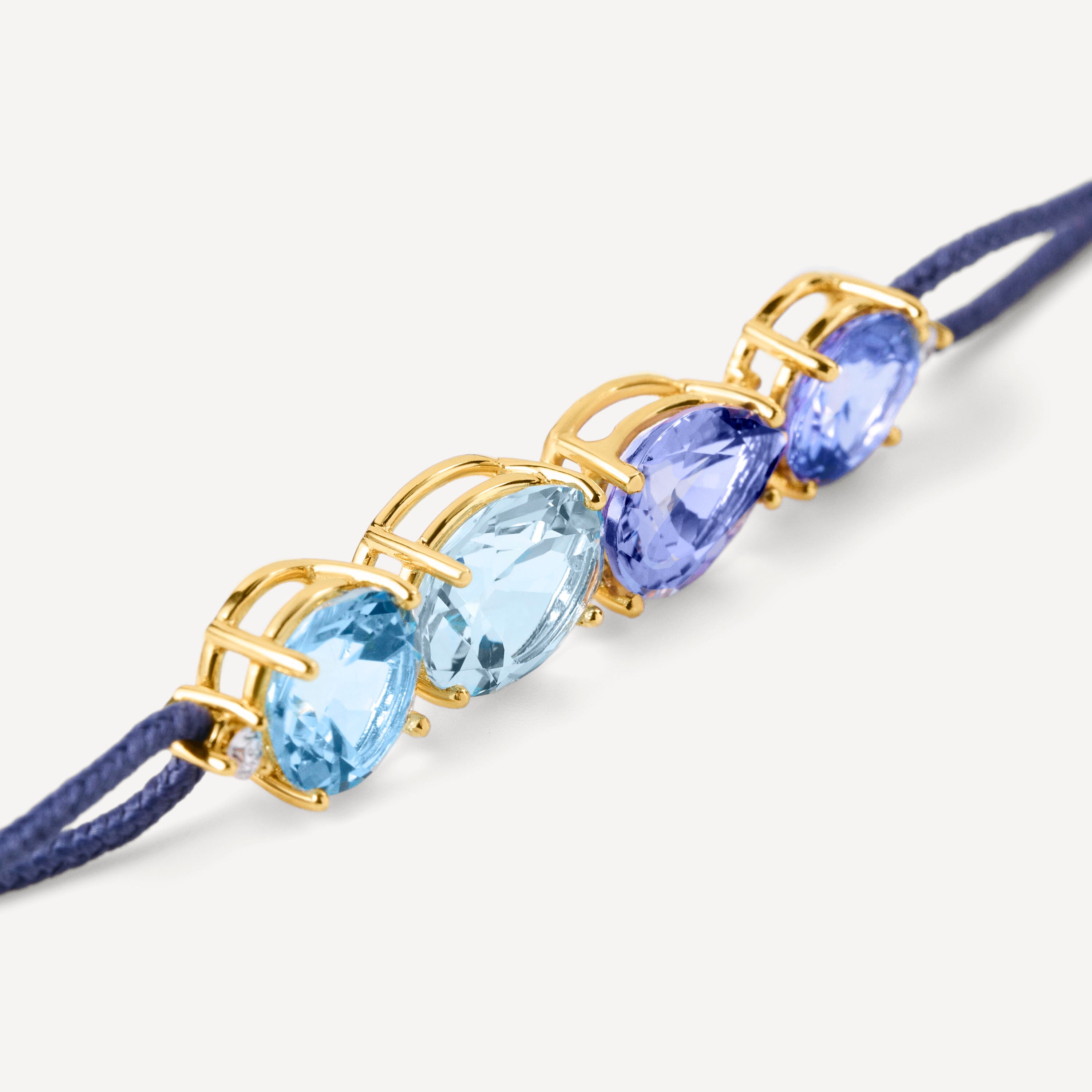 Gold Bracelet with diamonds, gemstones and blue cord TOUS ATELIER