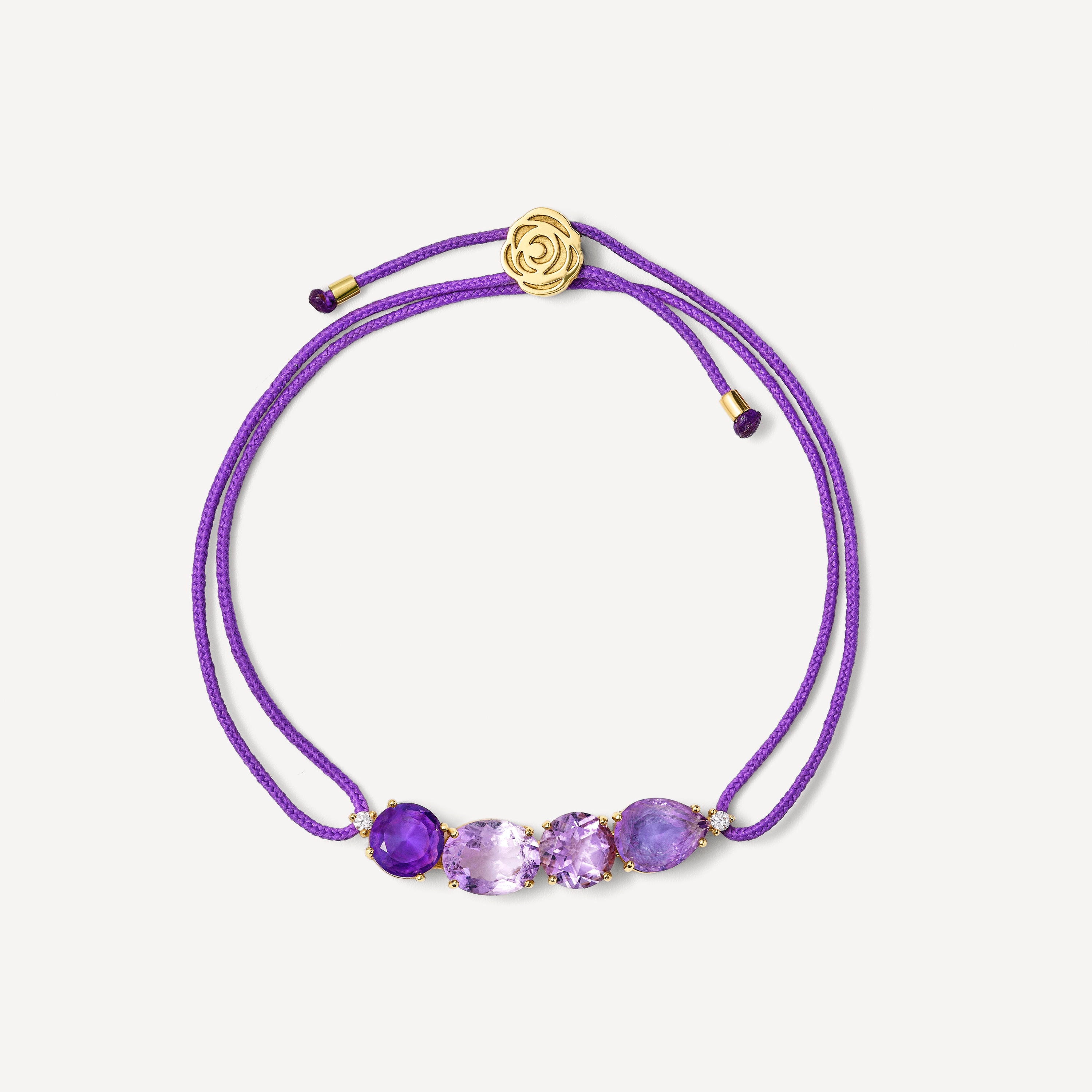 Gold Bracelet with diamonds, gemstones and purple cord TOUS ATELIER