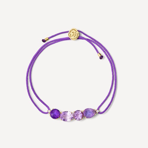 Bracciale in oro e cordino viola con diamanti e pietre preziose TOUS ATELIER