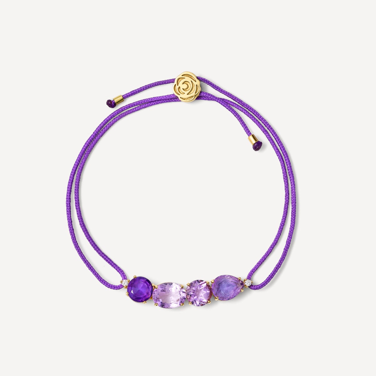 Tous - Pulsera De Oro Con Diamantes, Gemas Y Cordón Morado Tous Atelier - Lila