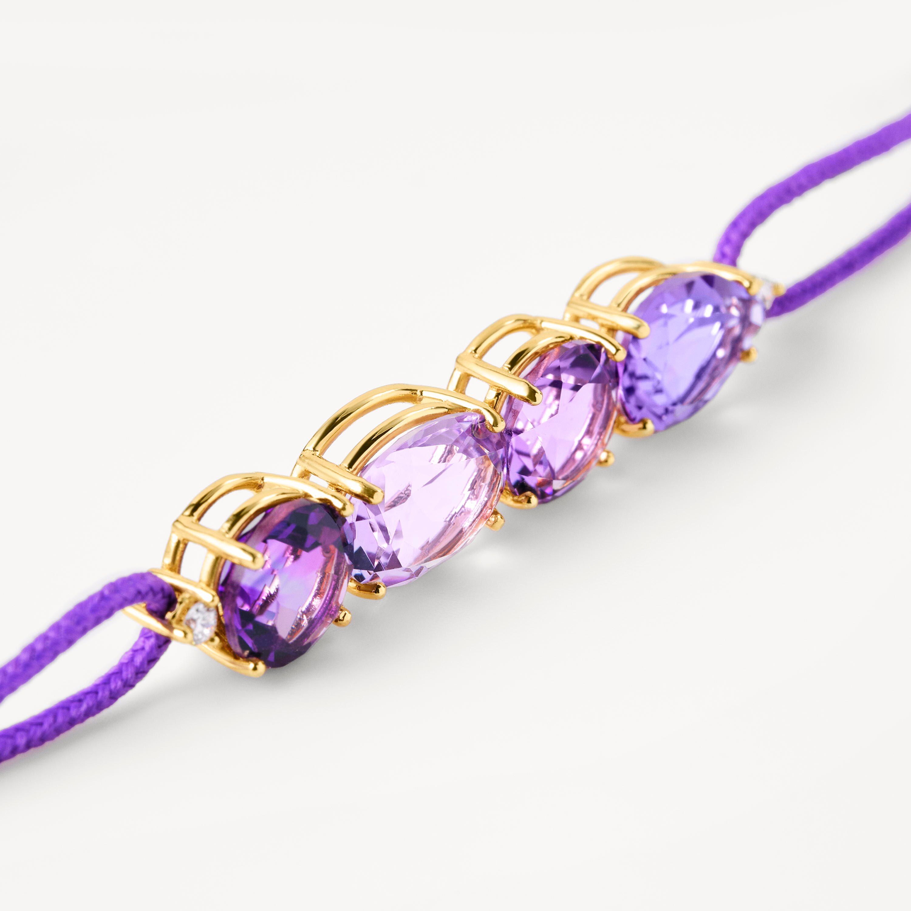 Gold Bracelet with diamonds, gemstones and purple cord TOUS ATELIER