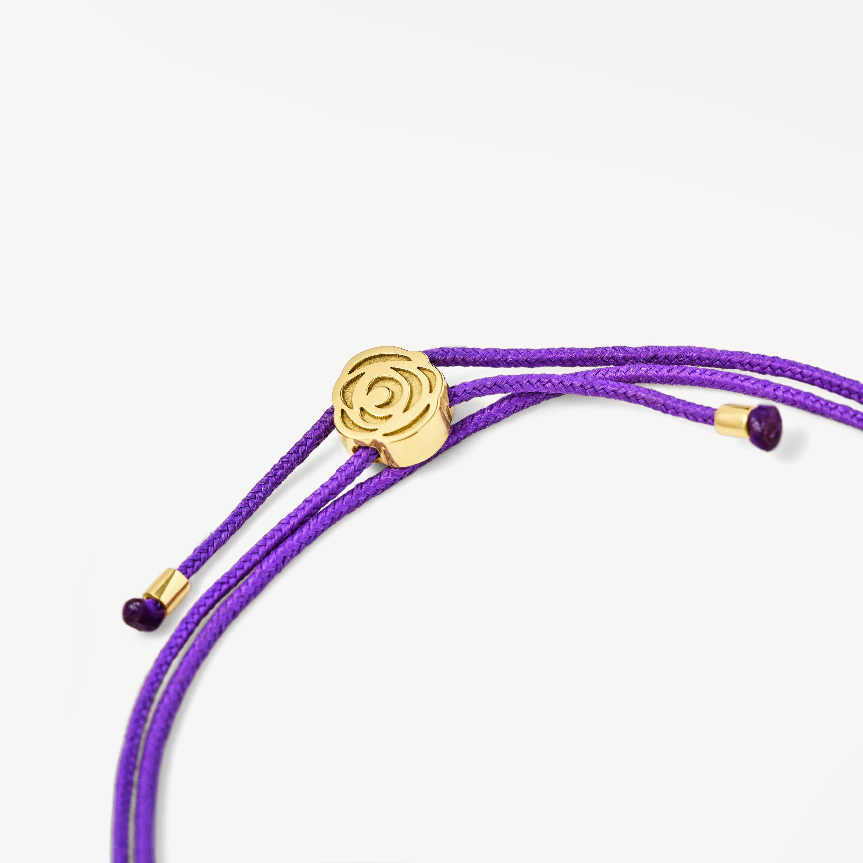 Gold Bracelet with diamonds, gemstones and purple cord TOUS ATELIER