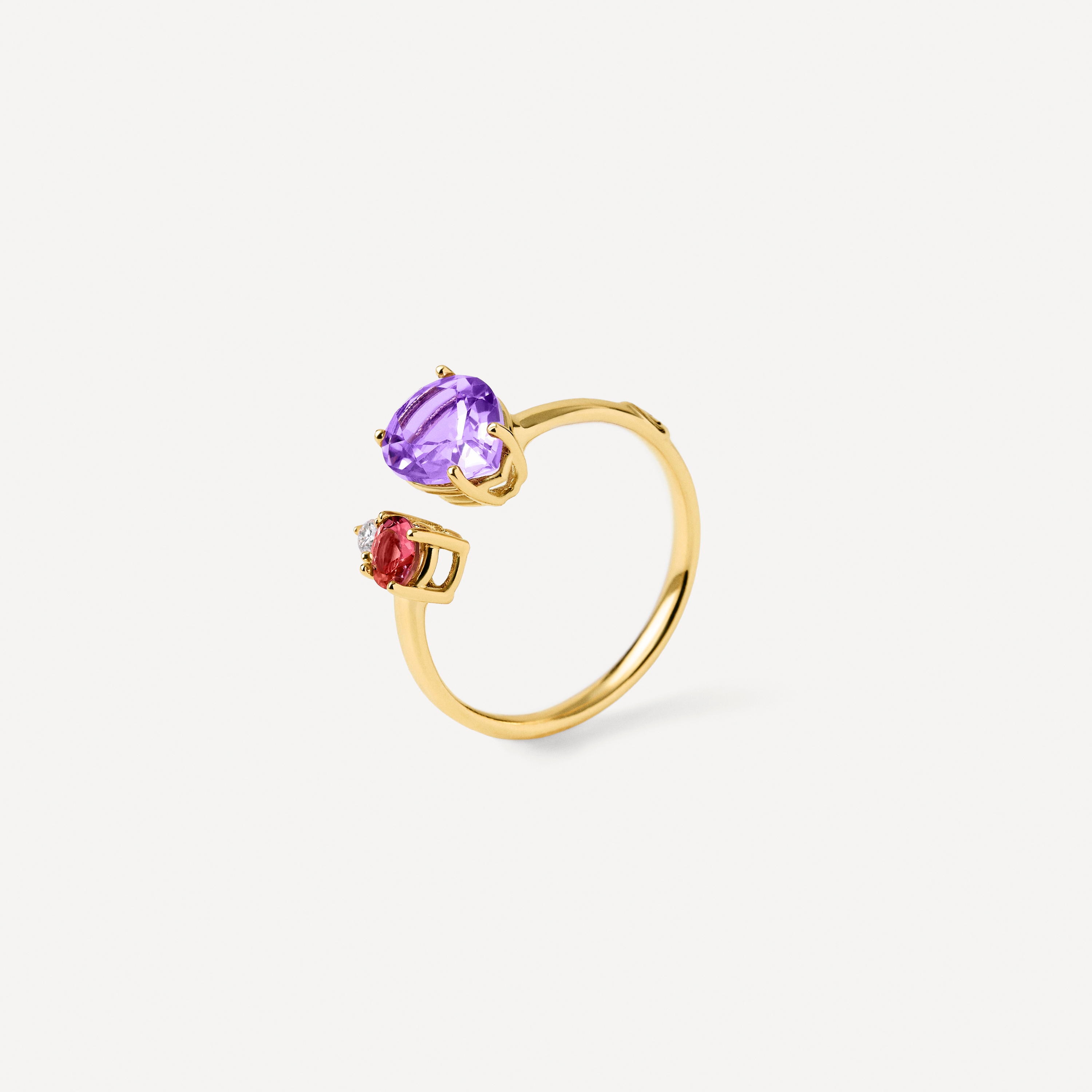 Gold open Ring with diamond, tourmaline and amethyst TOUS ATELIER