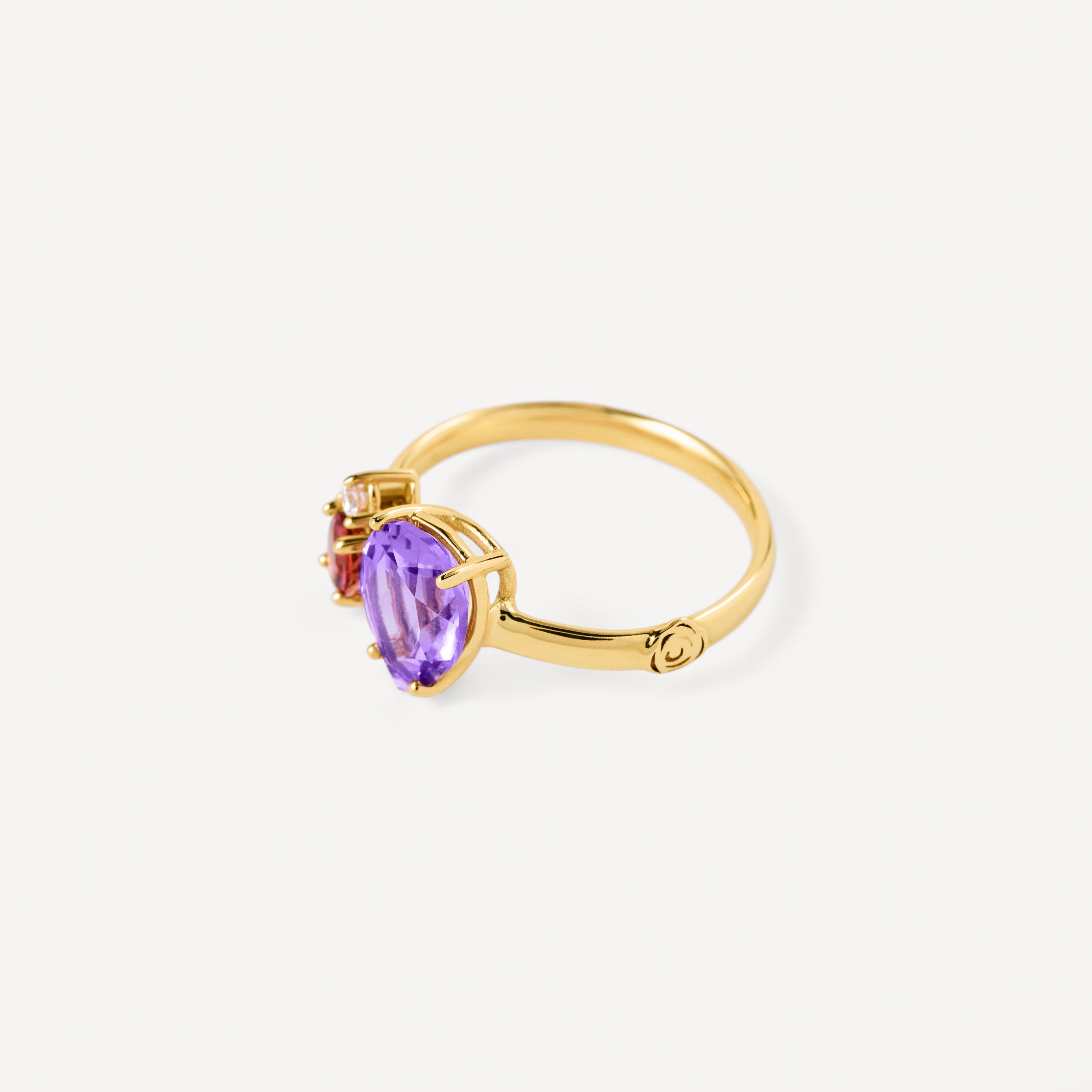Gold open Ring with diamond, tourmaline and amethyst TOUS ATELIER