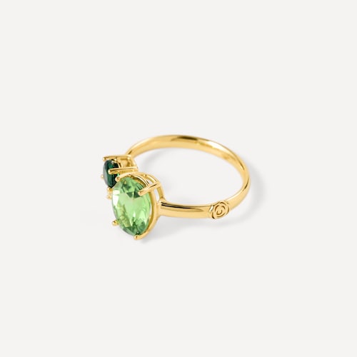 Anello aperto in oro, diamante, peridoto e cromo diopside TOUS ATELIER