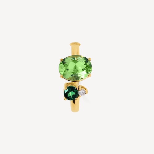 Anello aperto in oro, diamante, peridoto e cromo diopside TOUS ATELIER