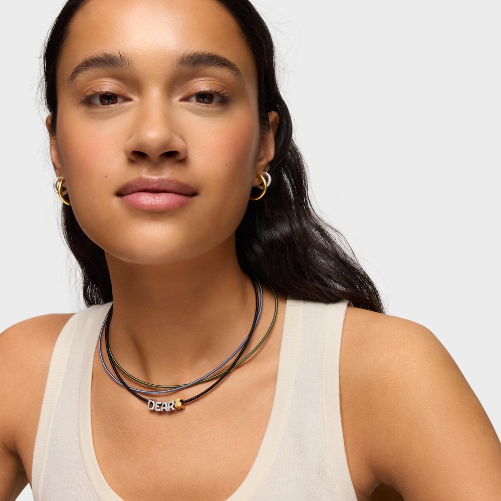 Charm TOUS Mesh Tube de plata letra D 7 mm 