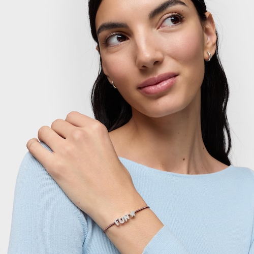 Charm em prata letra F 7&nbsp;mm TOUS Mesh Tube 