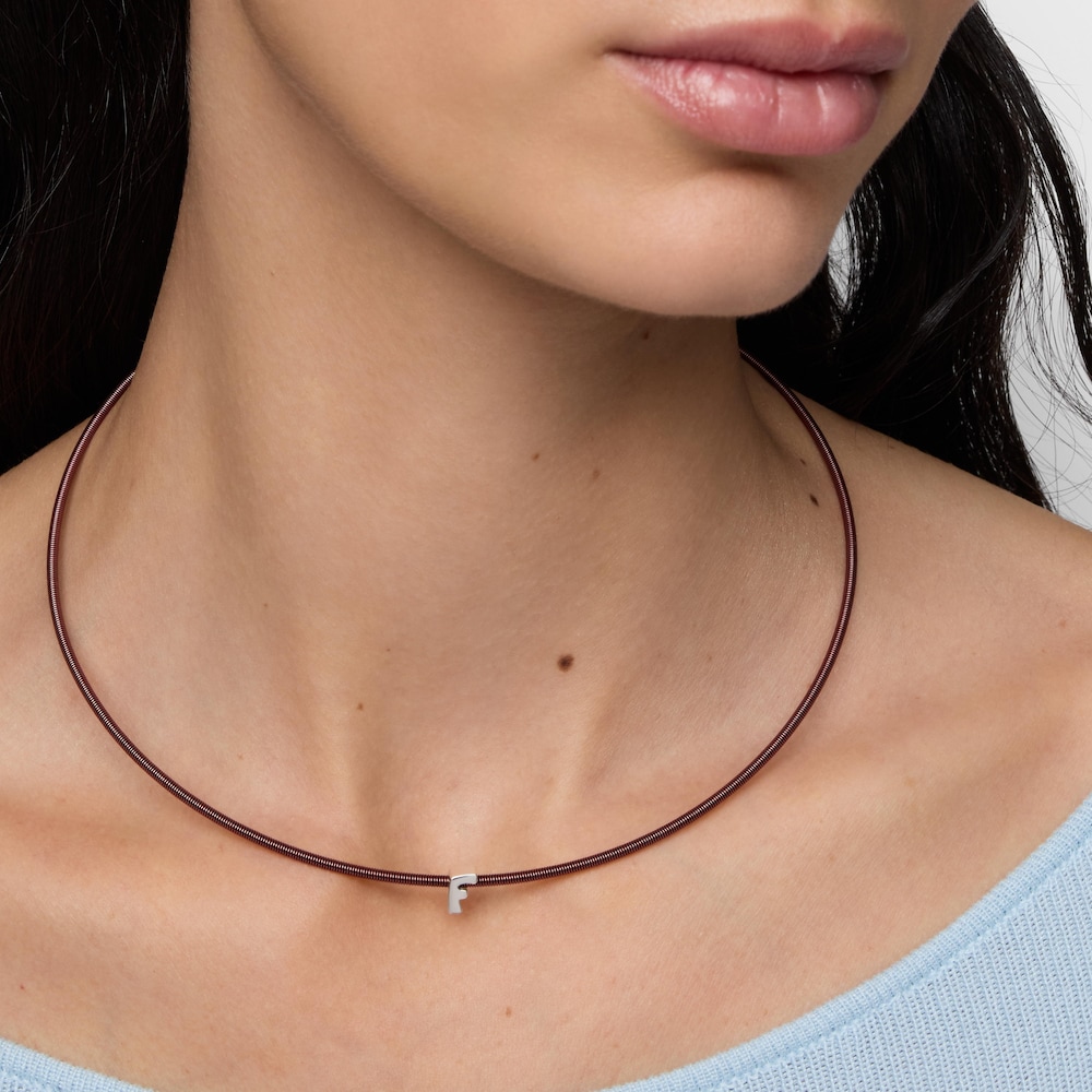 Charm TOUS Mesh Tube de plata letra F 7 mm 