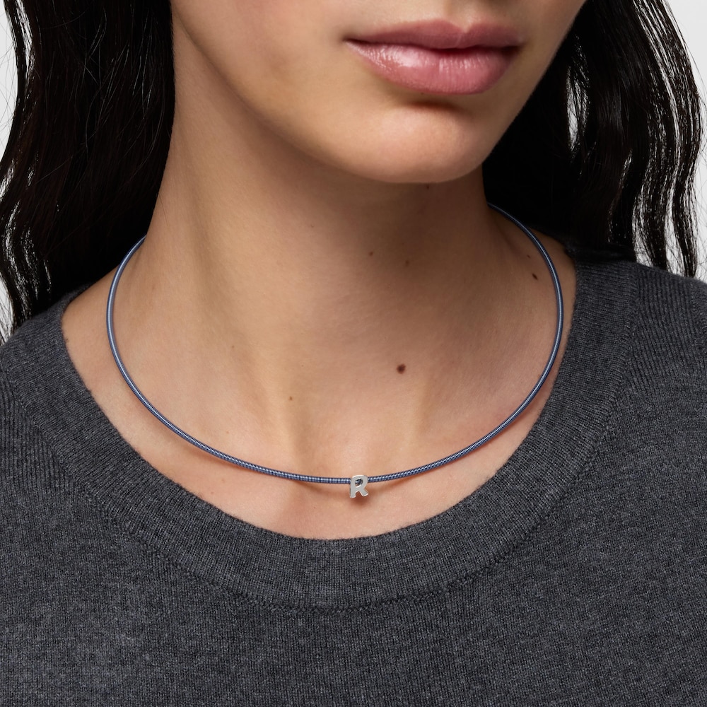 Charm TOUS Mesh Tube de plata lletra R 7 mm