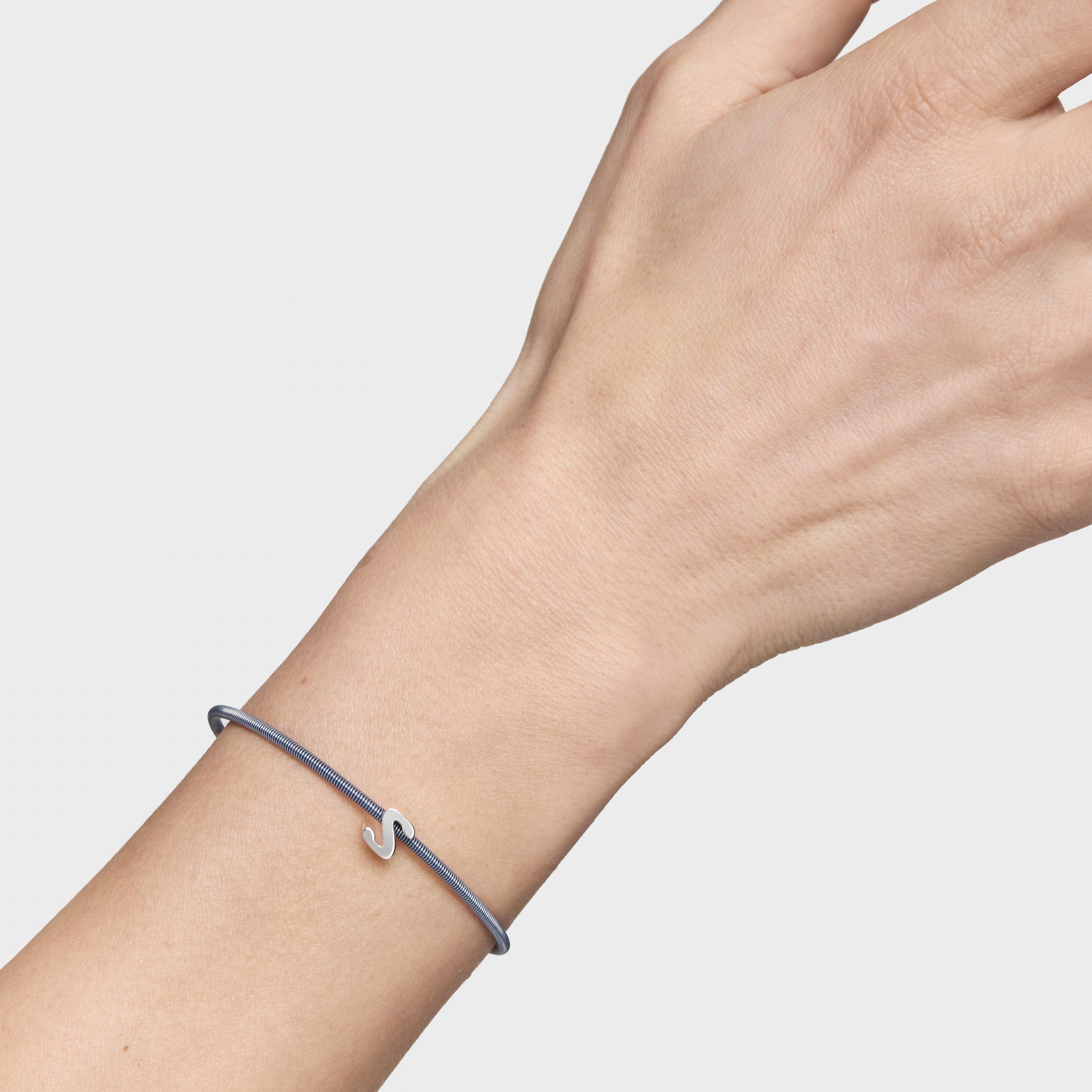 7 mm silver letter S Charm TOUS Mesh Tube 