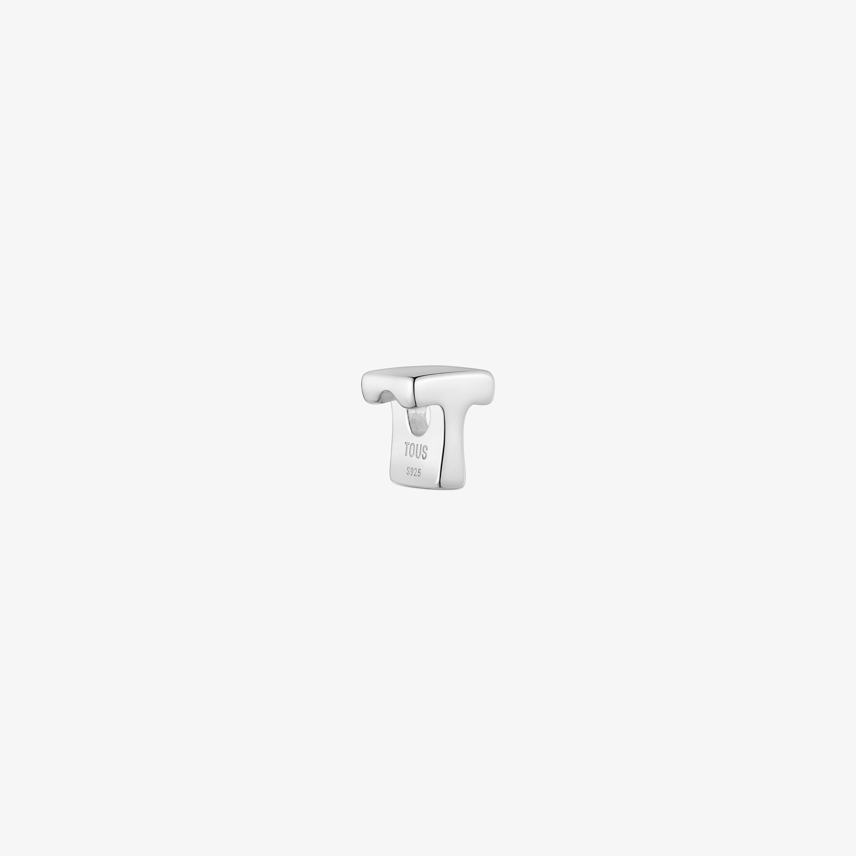 7 mm silver letter T Charm TOUS Mesh Tube 