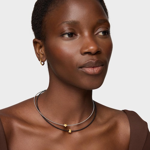 Charm com banho de ouro de 18&nbsp;K sobre prata motivo urso 7&nbsp;mm TOUS Mesh Tube 