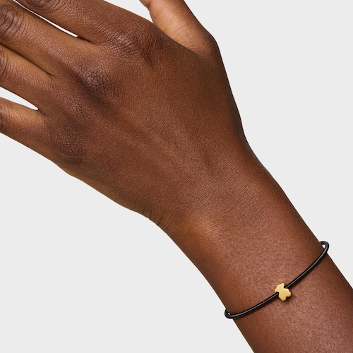 Charm com banho de ouro de 18&nbsp;K sobre prata motivo urso 7&nbsp;mm TOUS Mesh Tube 