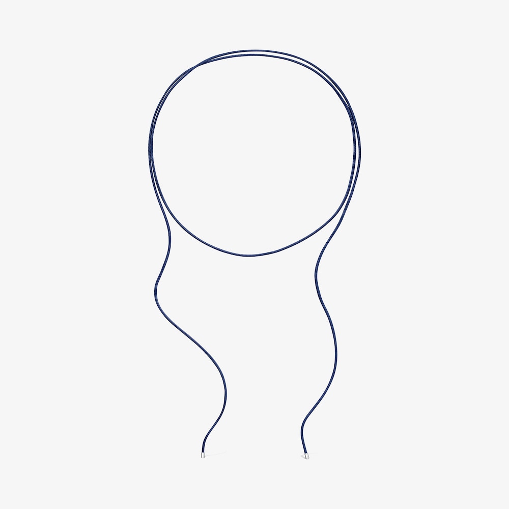 Collar largo de plata y cord&oacute;n color azul TOUS Basics