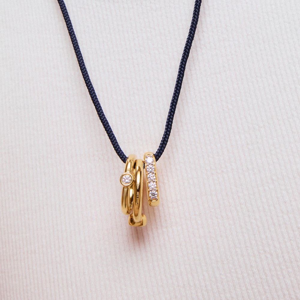 Collar largo de plata y cord&oacute;n color azul TOUS Basics