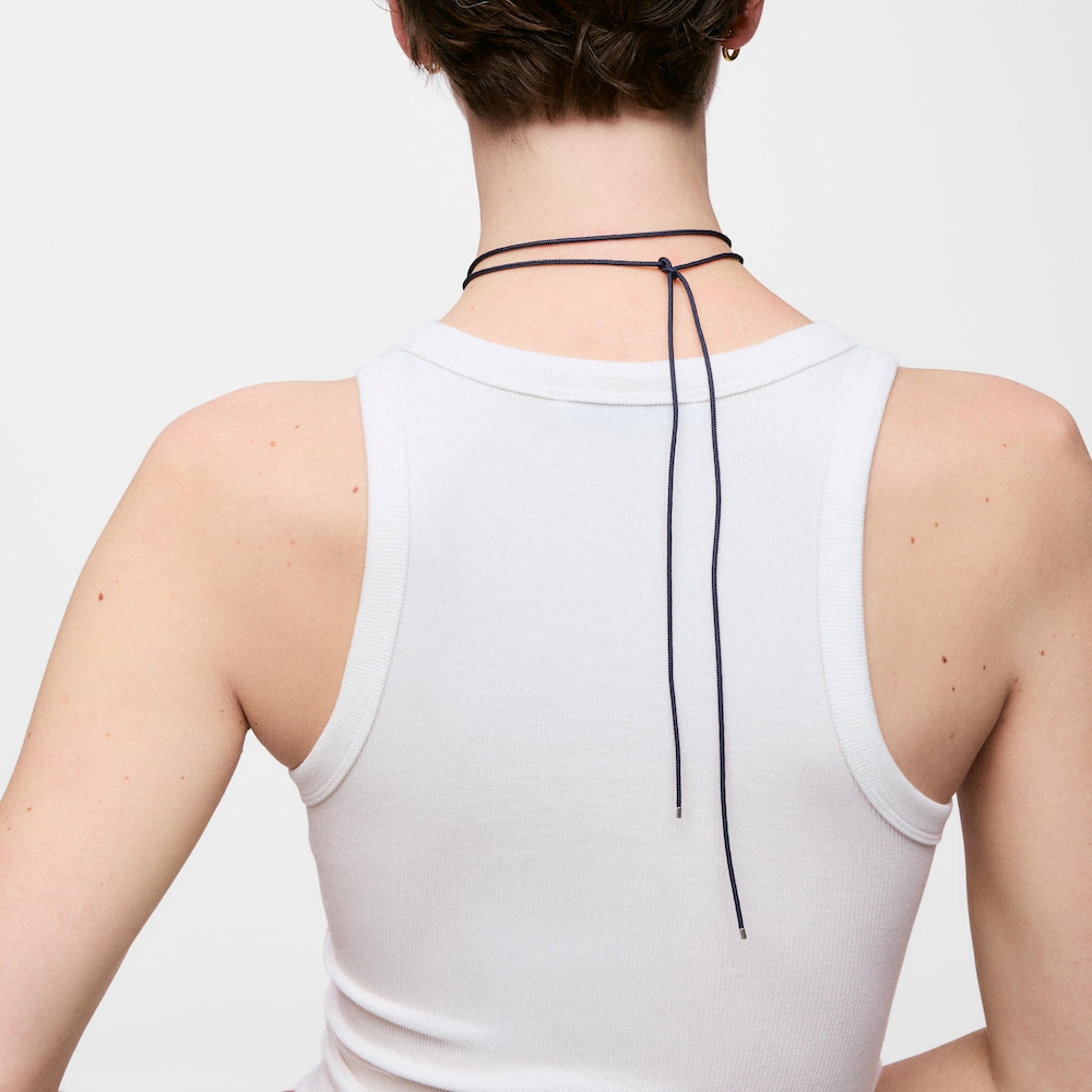 Collar largo de plata y cord&oacute;n color azul TOUS Basics