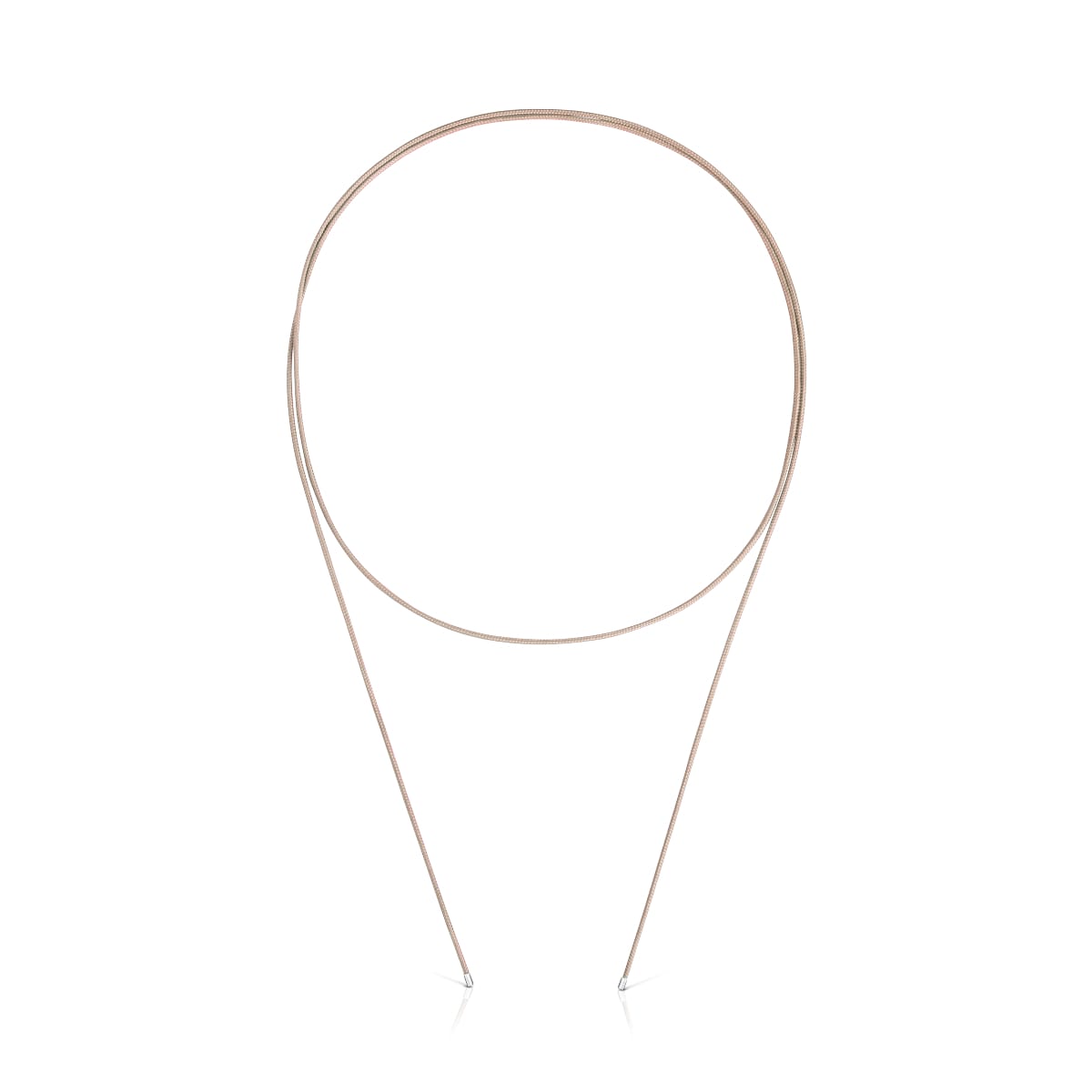 Tous - Collar Largo De Plata Y Cordón Color Beige Tous Basics - Blanco