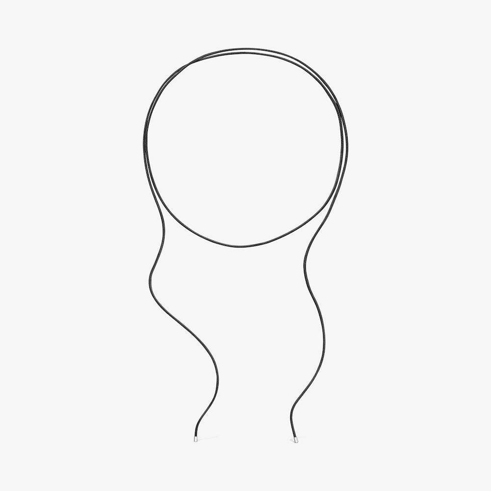 Collar largo de plata y cord&oacute;n color negro TOUS Basics