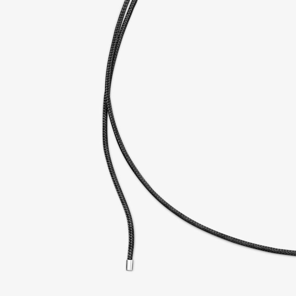 Collar largo de plata y cord&oacute;n color negro TOUS Basics