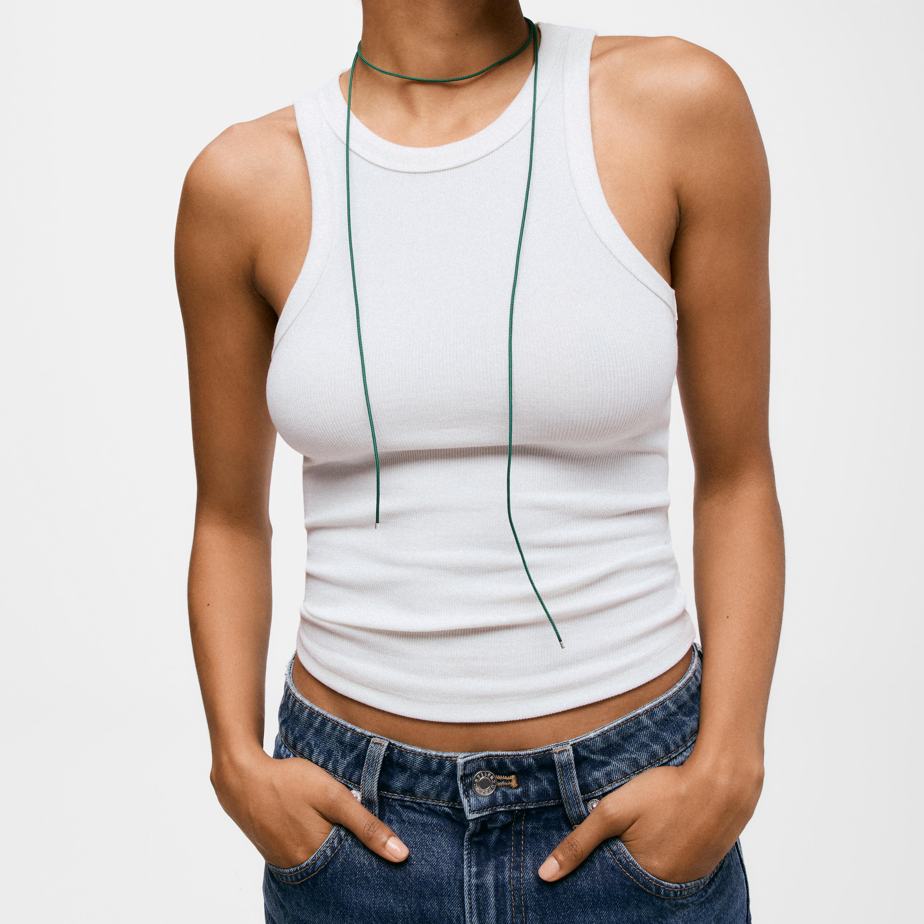 Long green silver Necklace TOUS Basics