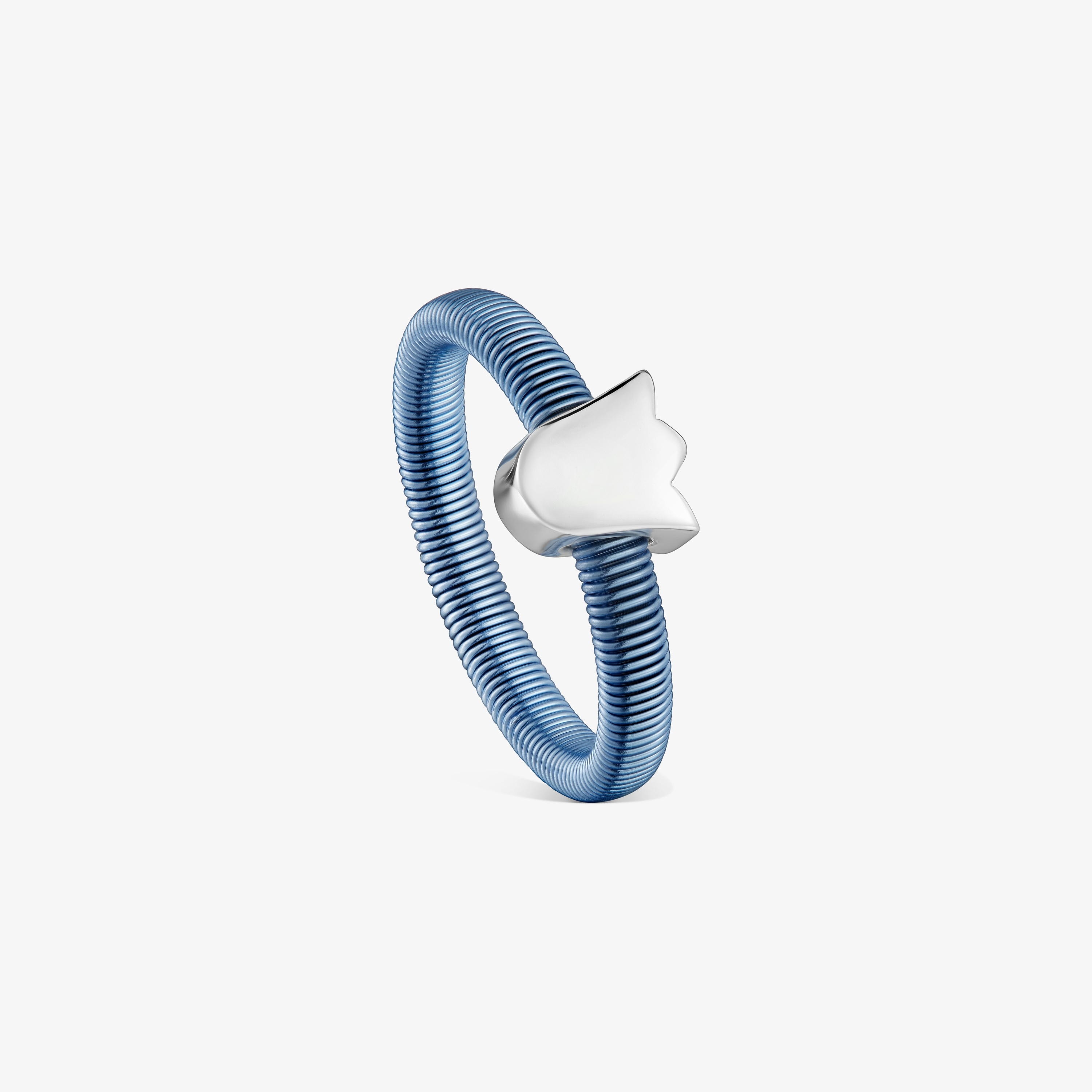 Silver and blue steel tulip Ring TOUS Mesh Tube