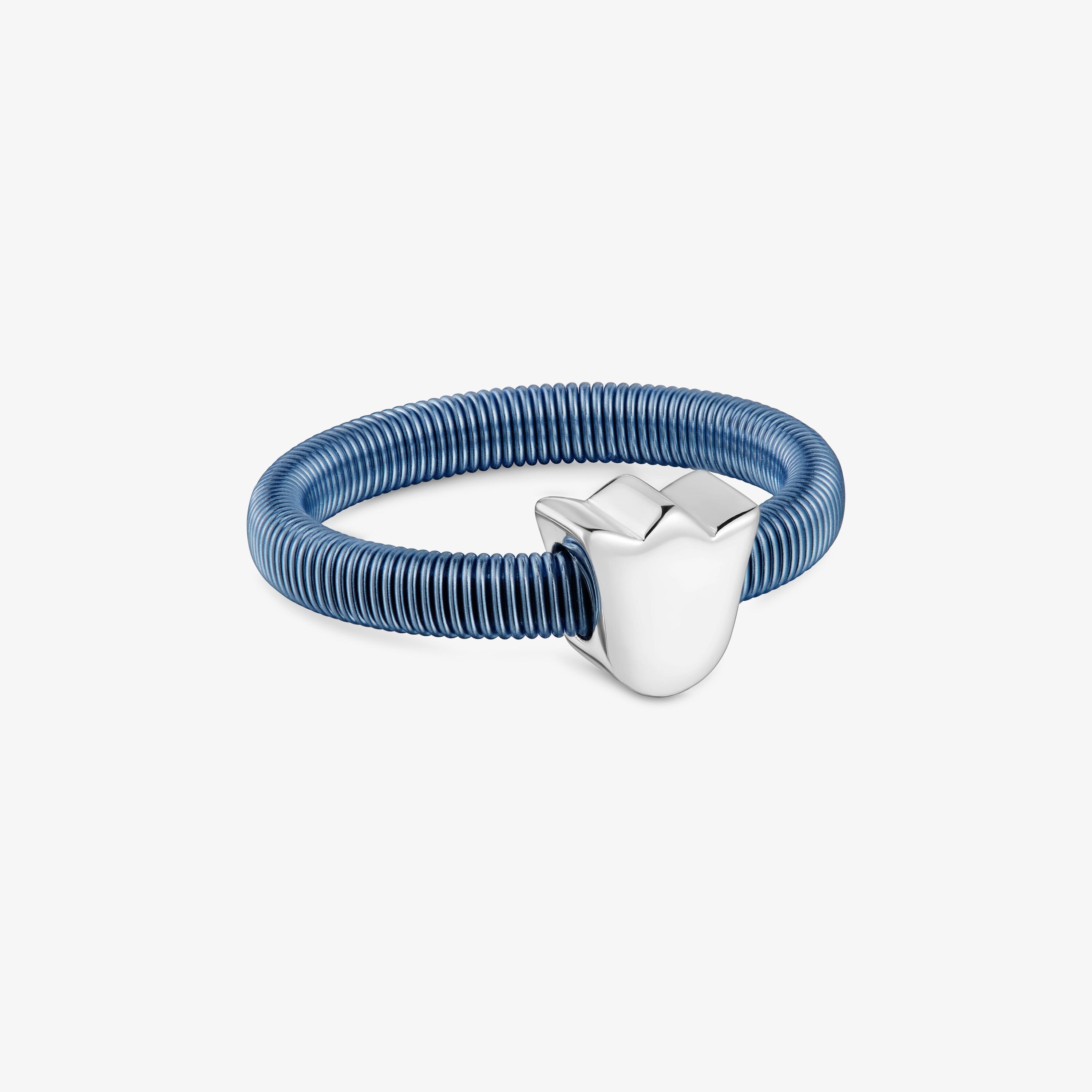 Silver and blue steel tulip Ring TOUS Mesh Tube