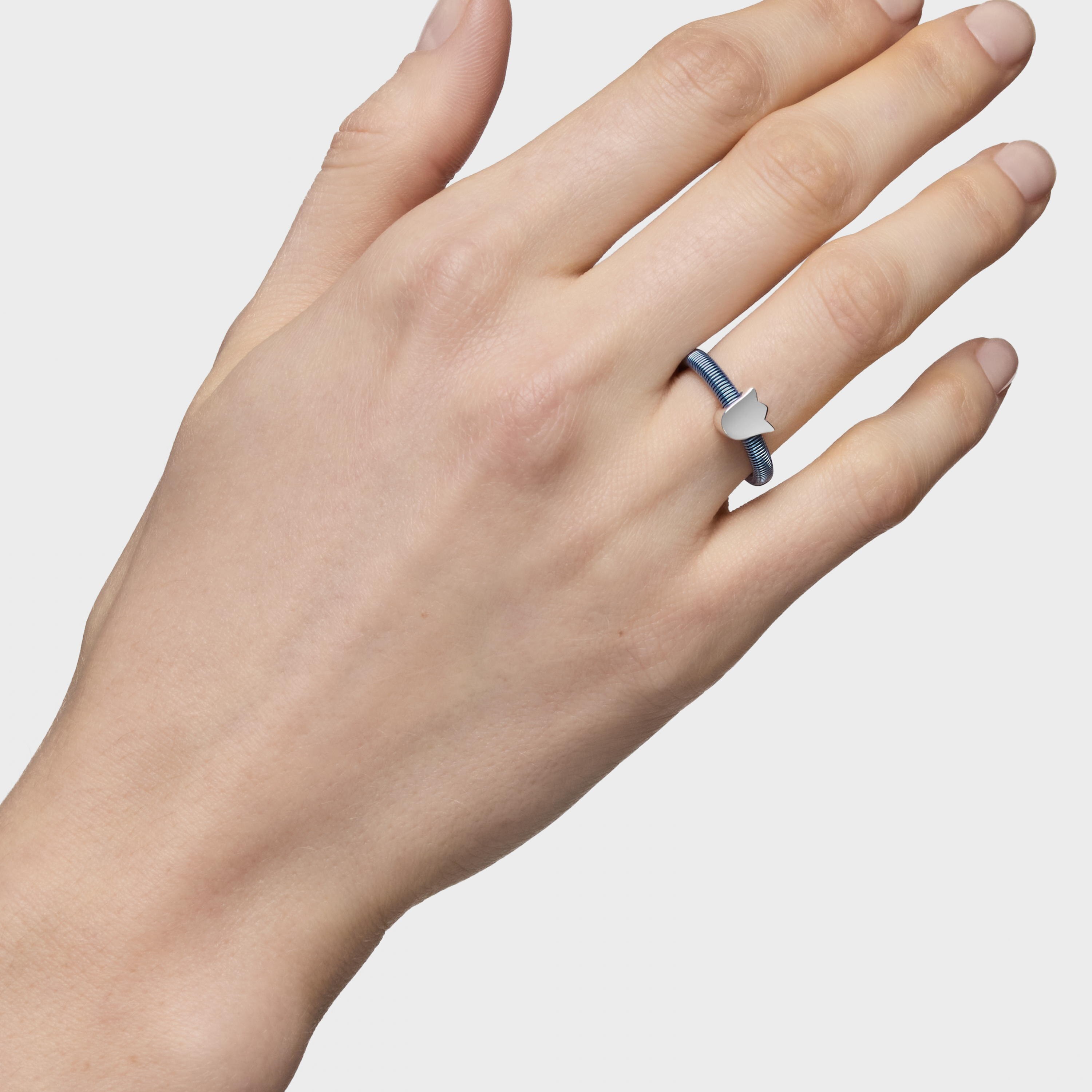 Silver and blue steel tulip Ring TOUS Mesh Tube