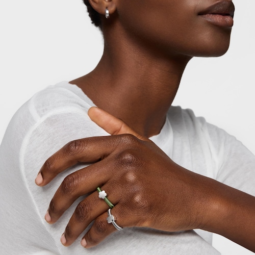 Anillo flor de plata y acero verde TOUS Mesh Tube