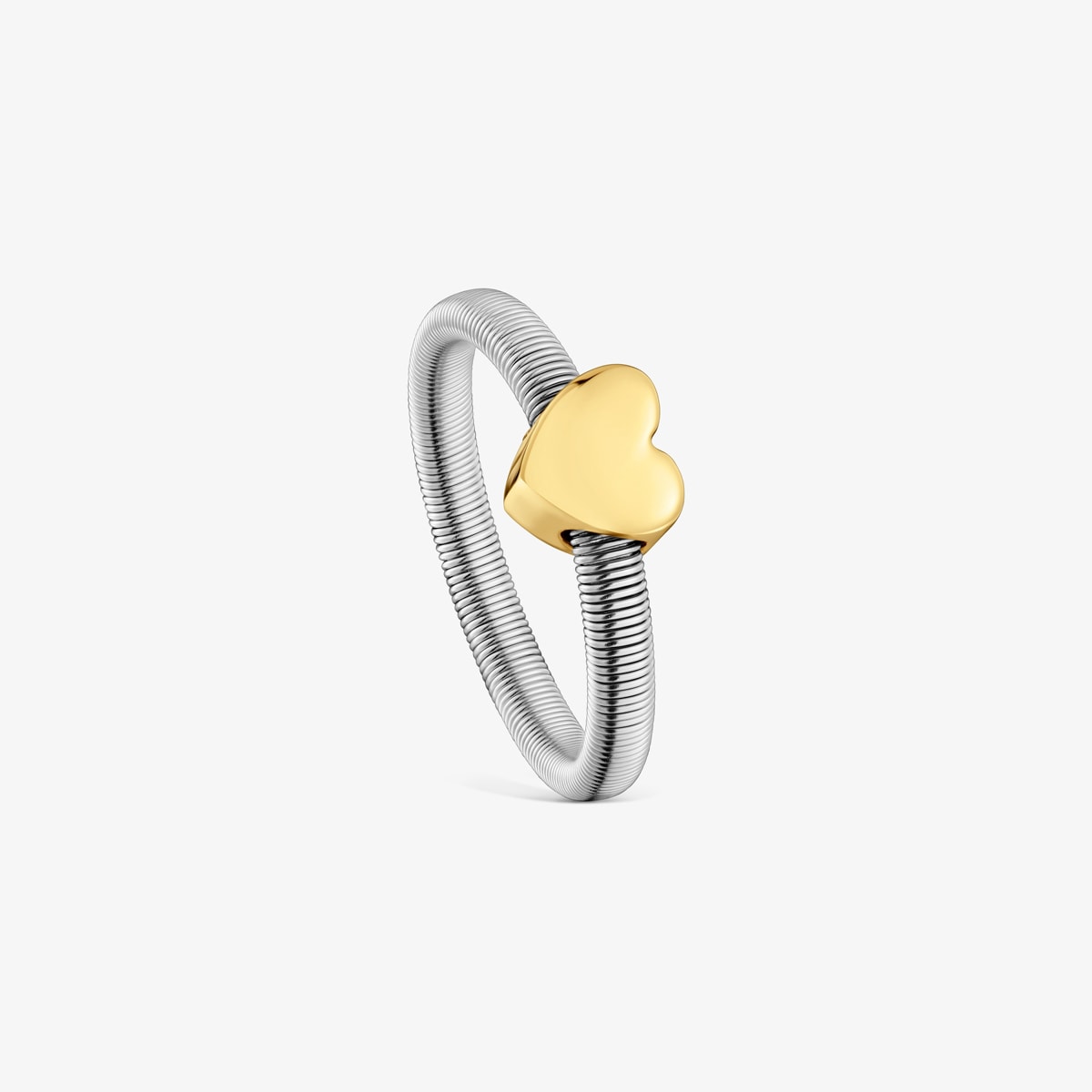 Tous - Anillo Corazón Con Baño De Oro 18 Kt Sobre De Plata Y Acero Tous Mesh Tube Talla 10